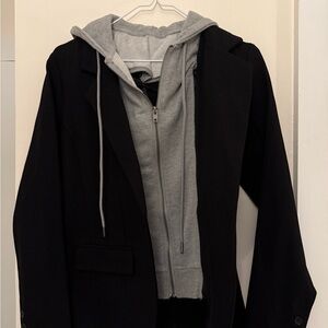 Women’s Black Jacket with Gray Hoodie
